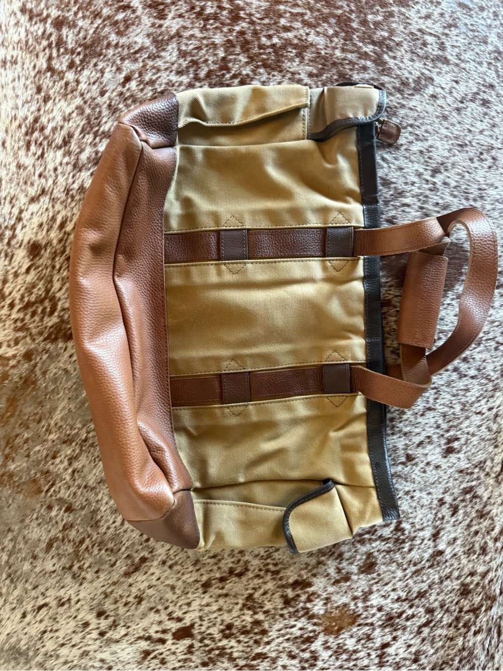 L.L. Bean Canvas and Leather Duffel Bag - Tan and Brown - Picture 5 of 6